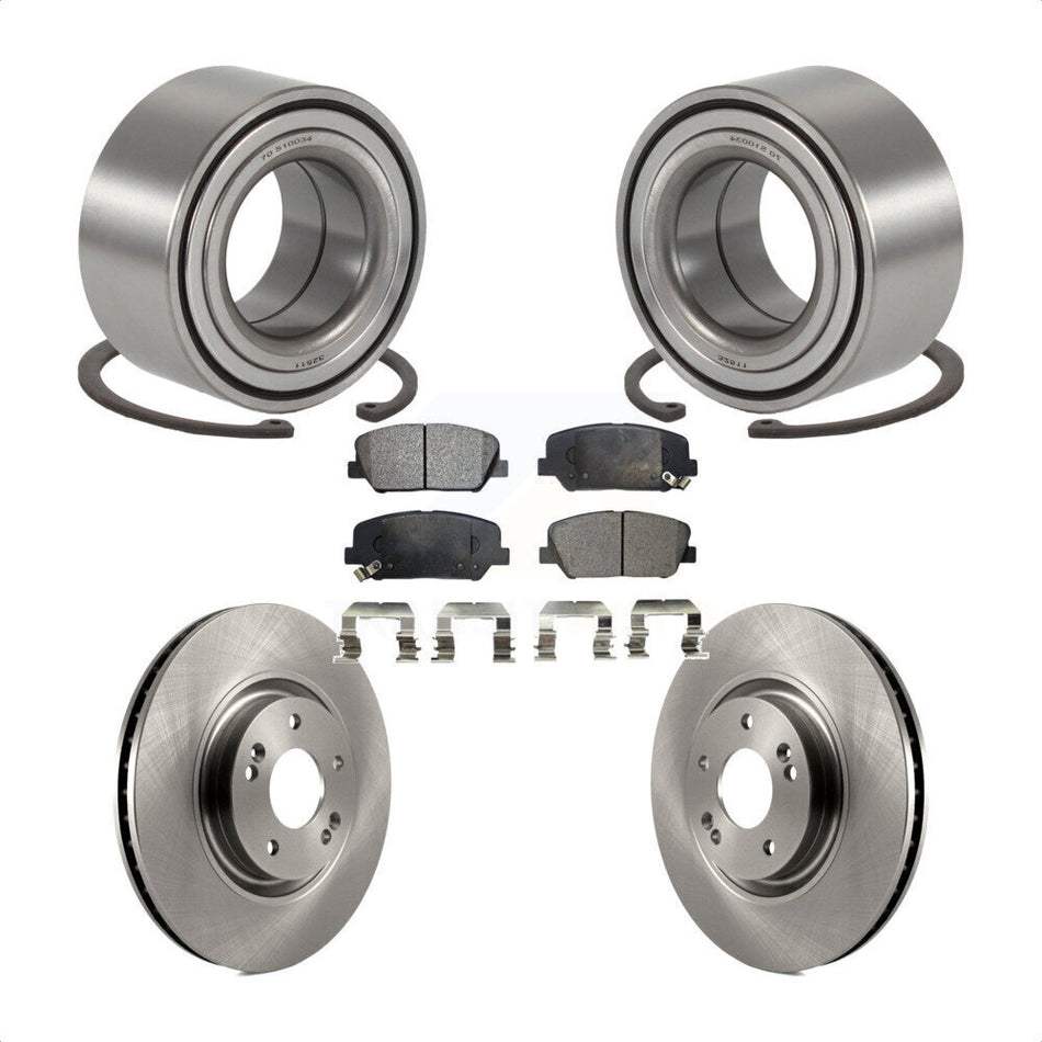 Front Wheel Bearing With Disc Brake Rotors And Ceramic Pads Kit For 2011-2013 Kia Optima 2.0L KBB-100083