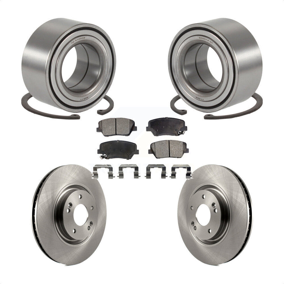Front Wheel Bearing With Disc Brake Rotors And Ceramic Pads Kit For 2012-2017 Hyundai Azera KBB-100084