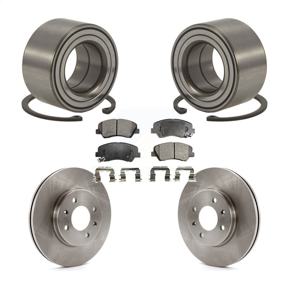 Front Wheel Bearing With Disc Brake Rotors And Ceramic Pads Kit For 2012-2017 Hyundai Accent KBB-100103