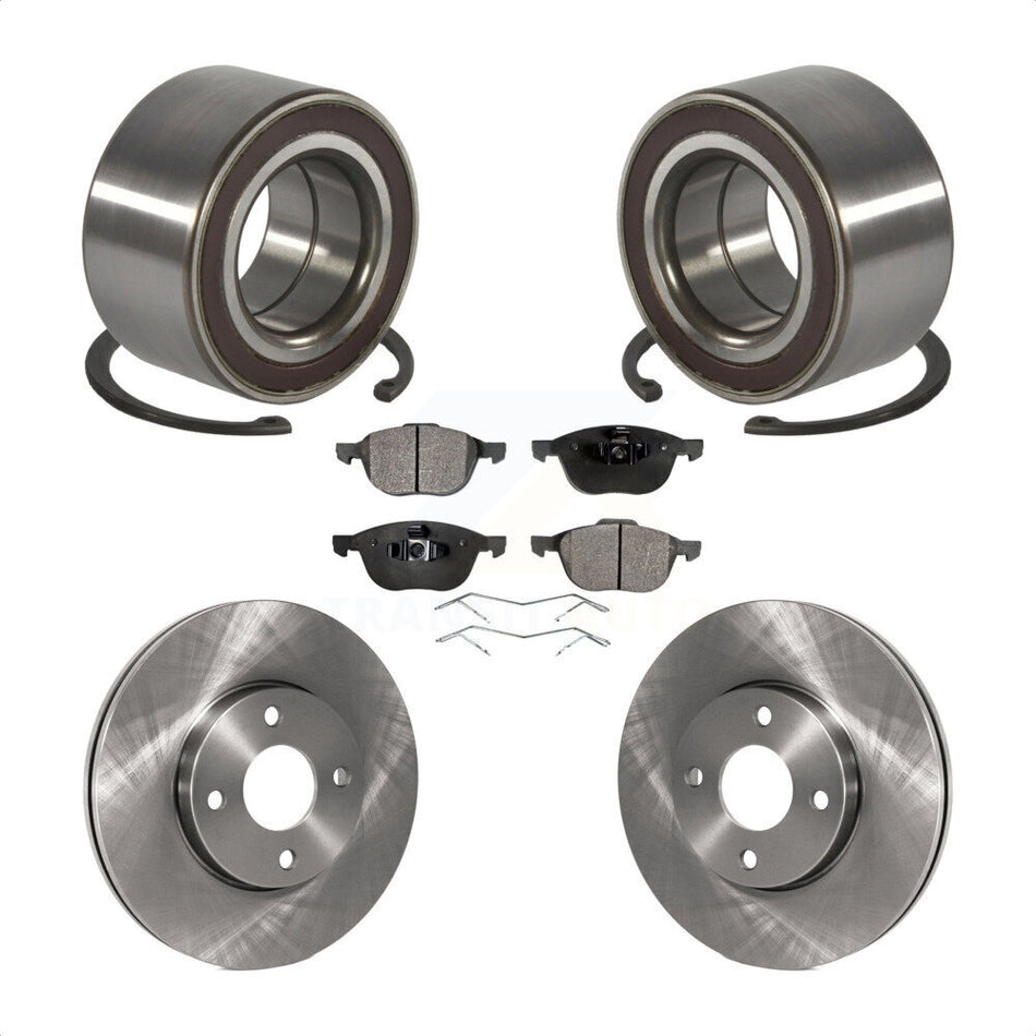Front Wheel Bearing With Disc Brake Rotors And Ceramic Pads Kit For 2005-2007 Ford Focus KBB-100106