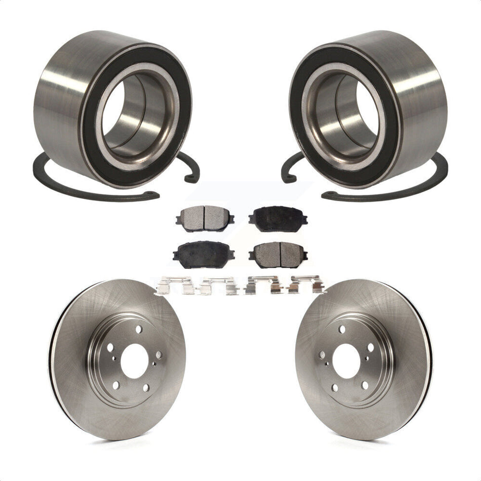 Front Wheel Bearing With Disc Brake Rotors And Ceramic Pads Kit For 2004 Toyota Camry 296mm Diameter Rotor Stepped Hat Design KBB-100132