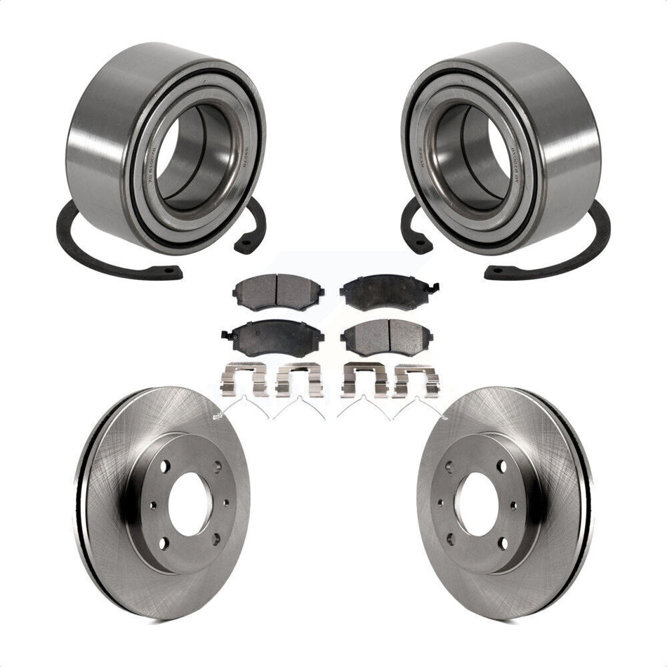 Front Wheel Bearing With Disc Brake Rotors And Ceramic Pads Kit For 1999-2000 Hyundai Sonata KBB-100167