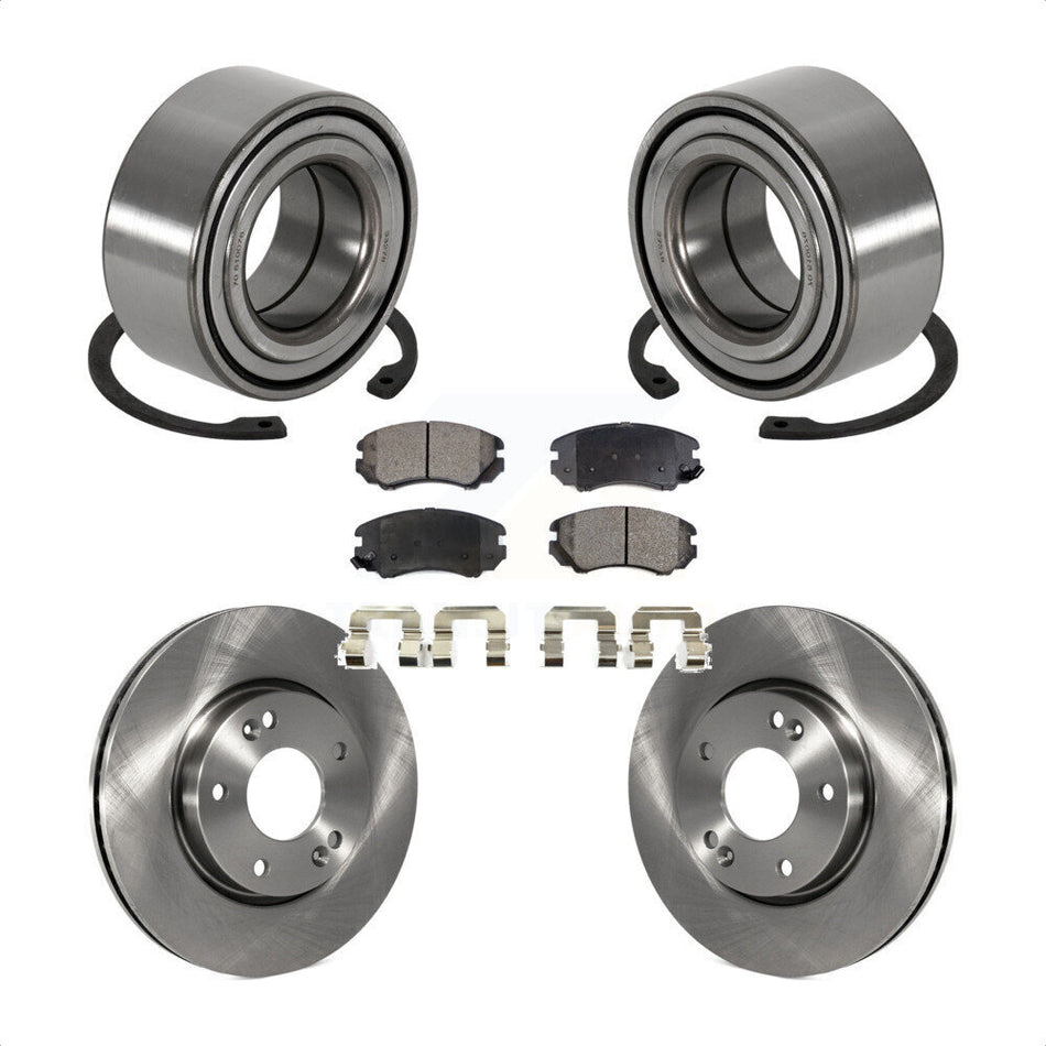 Front Wheel Bearing With Disc Brake Rotors And Ceramic Pads Kit For Hyundai Tiburon KBB-100168