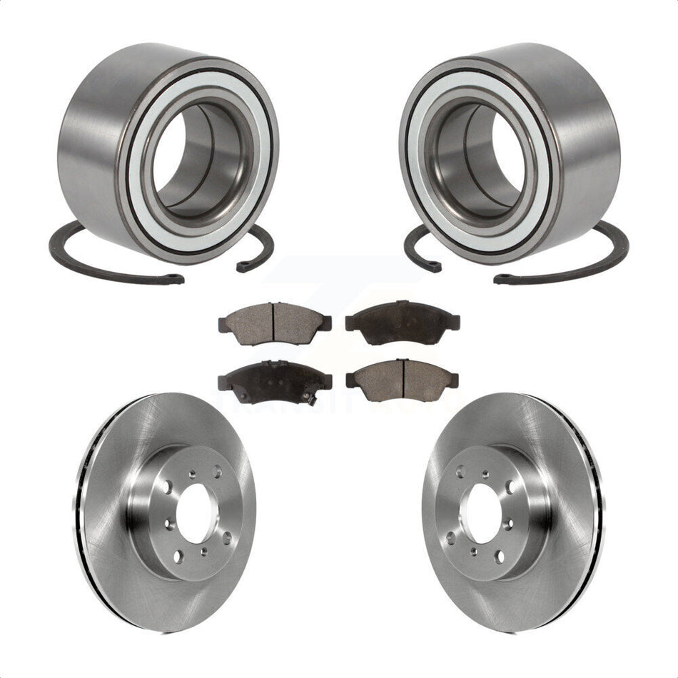 Front Wheel Bearing With Disc Brake Rotors And Ceramic Pads Kit For 2006-2007 Suzuki Aerio KBB-100171