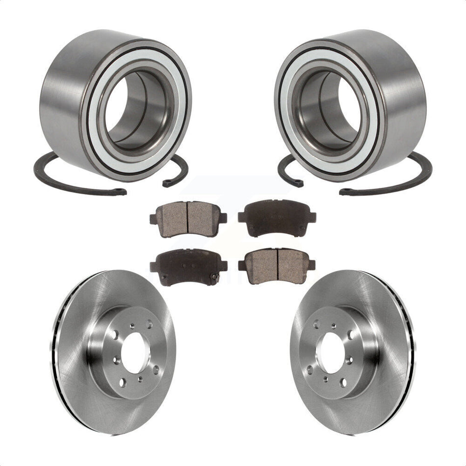 Front Wheel Bearing With Disc Brake Rotors And Ceramic Pads Kit For 2002-2005 Suzuki Aerio KBB-100172
