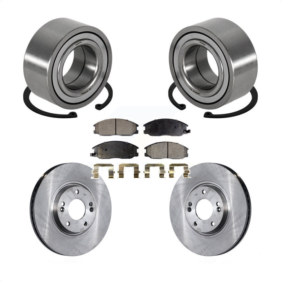Front Wheel Bearing With Disc Brake Rotors And Ceramic Pads Kit For 2004-2006 Kia Amanti KBB-100208