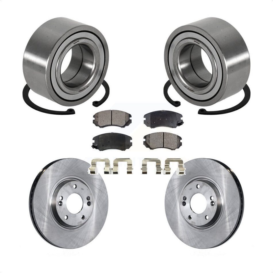 Front Wheel Bearing With Disc Brake Rotors And Ceramic Pads Kit For Hyundai Azera Kia Amanti KBB-100209