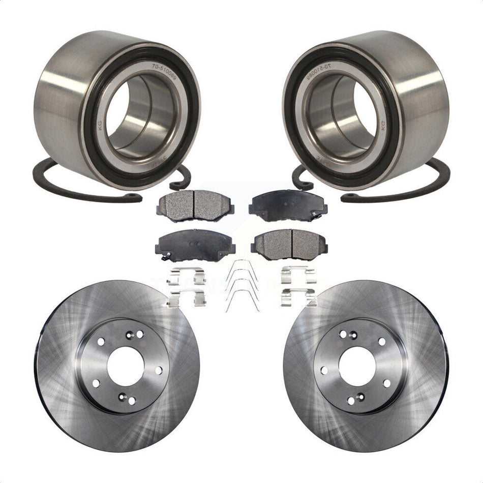 Front Wheel Bearing With Disc Brake Rotors And Ceramic Pads Kit For Honda Civic KBB-100217