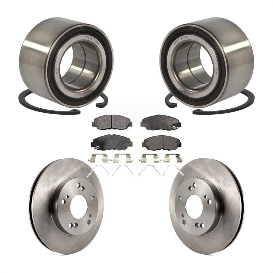 Front Wheel Bearing With Disc Brake Rotors And Ceramic Pads Kit For Honda Civic KBB-100223