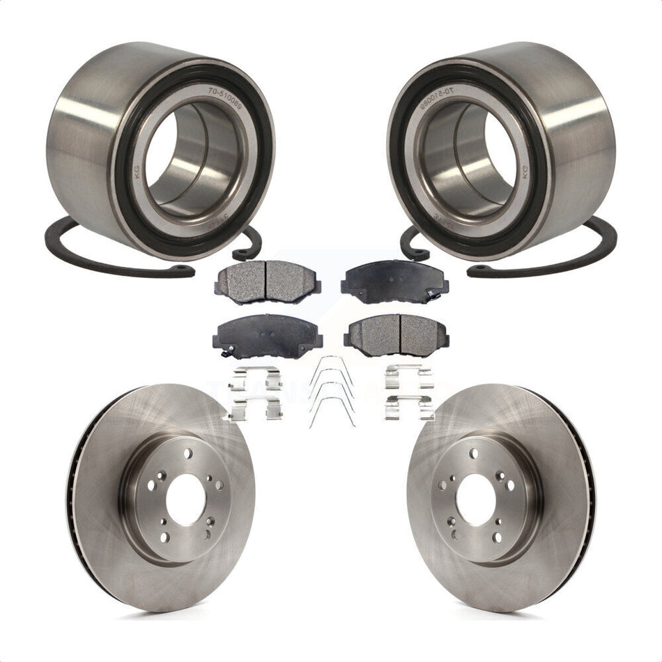 Front Wheel Bearing With Disc Brake Rotors And Ceramic Pads Kit For 2015 Honda Civic EX with Manual transmission KBB-100227