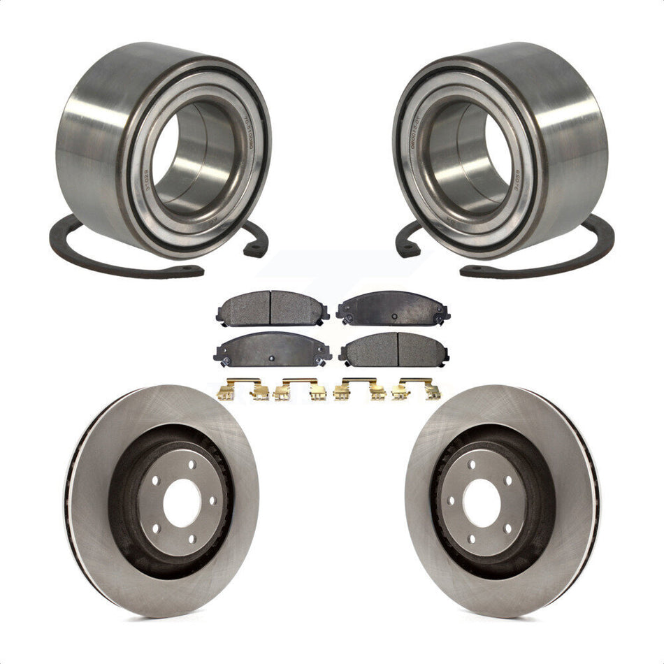 Front Wheel Bearing With Disc Brake Rotors And Ceramic Pads Kit For 2008-2009 Dodge Caliber SRT-4 KBB-100232