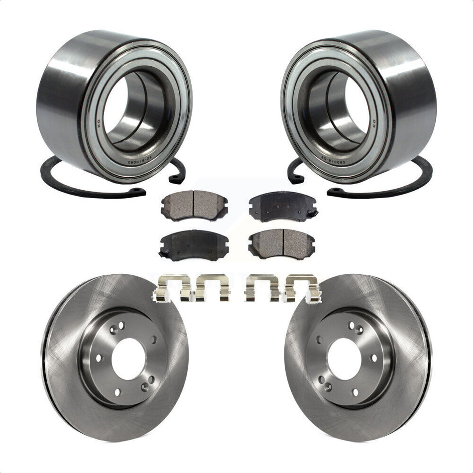 Front Wheel Bearing With Disc Brake Rotors And Ceramic Pads Kit For 2012-2013 Kia Soul KBB-100242
