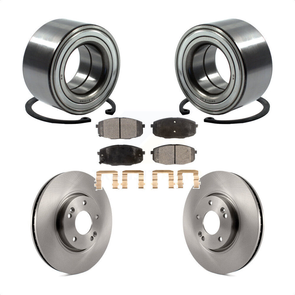 Front Wheel Bearing With Disc Brake Rotors And Ceramic Pads Kit For Kia Forte Koup Forte5 KBB-100243