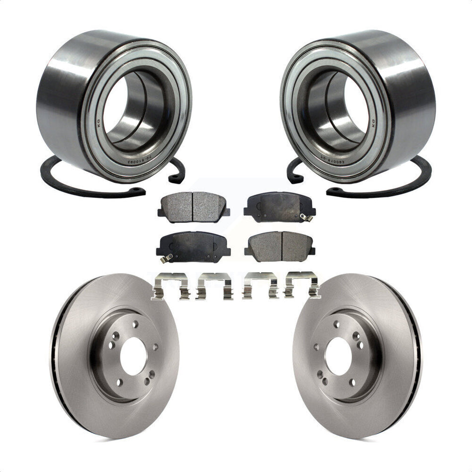 Front Wheel Bearing With Disc Brake Rotors And Ceramic Pads Kit For Hyundai Veloster Kia Forte Koup KBB-100244