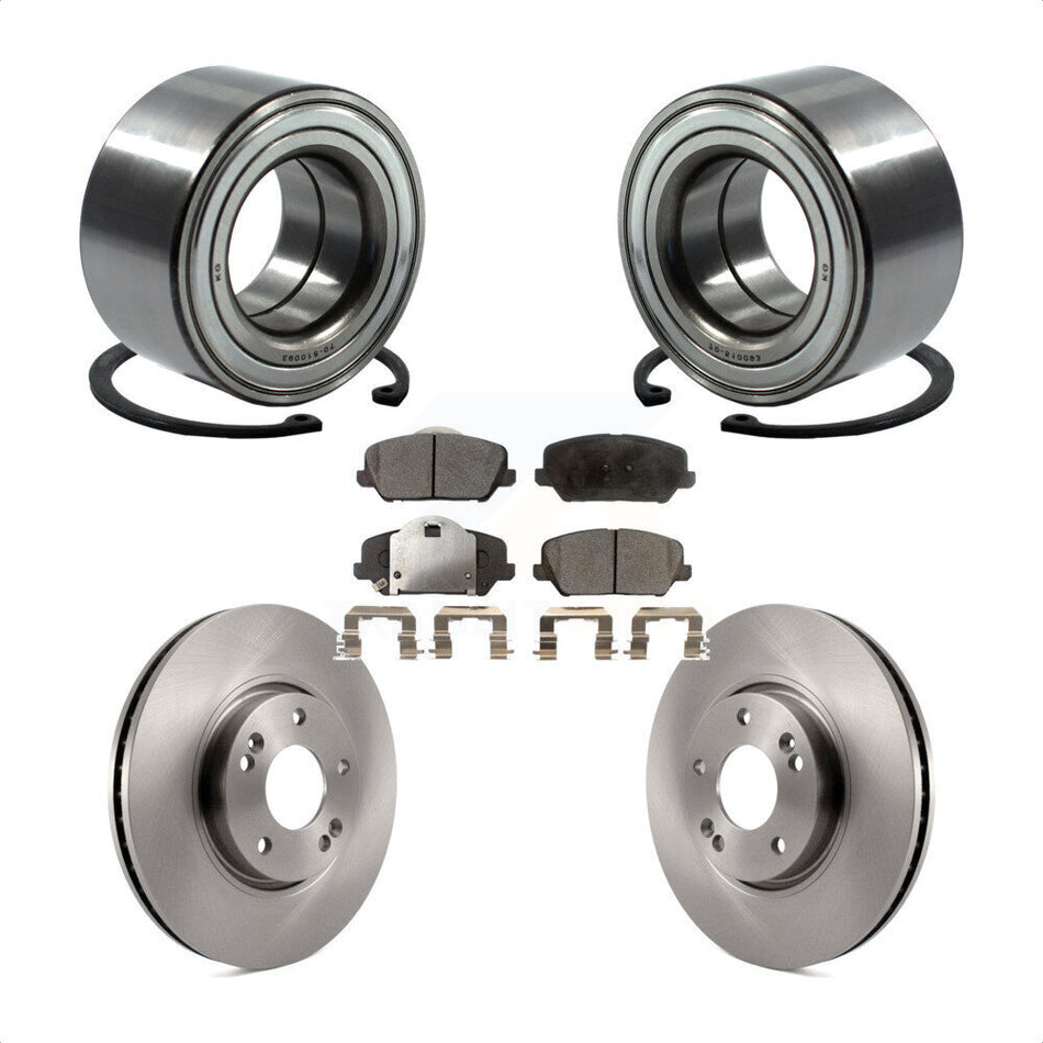 Front Wheel Bearing With Disc Brake Rotors And Ceramic Pads Kit For Kia Forte Forte5 Koup KBB-100246