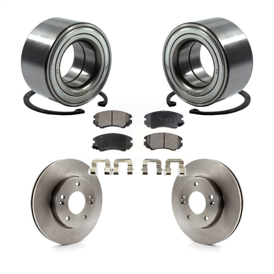 Front Wheel Bearing With Disc Brake Rotors And Ceramic Pads Kit For 2010-2011 Kia Soul 1.6L KBB-100254