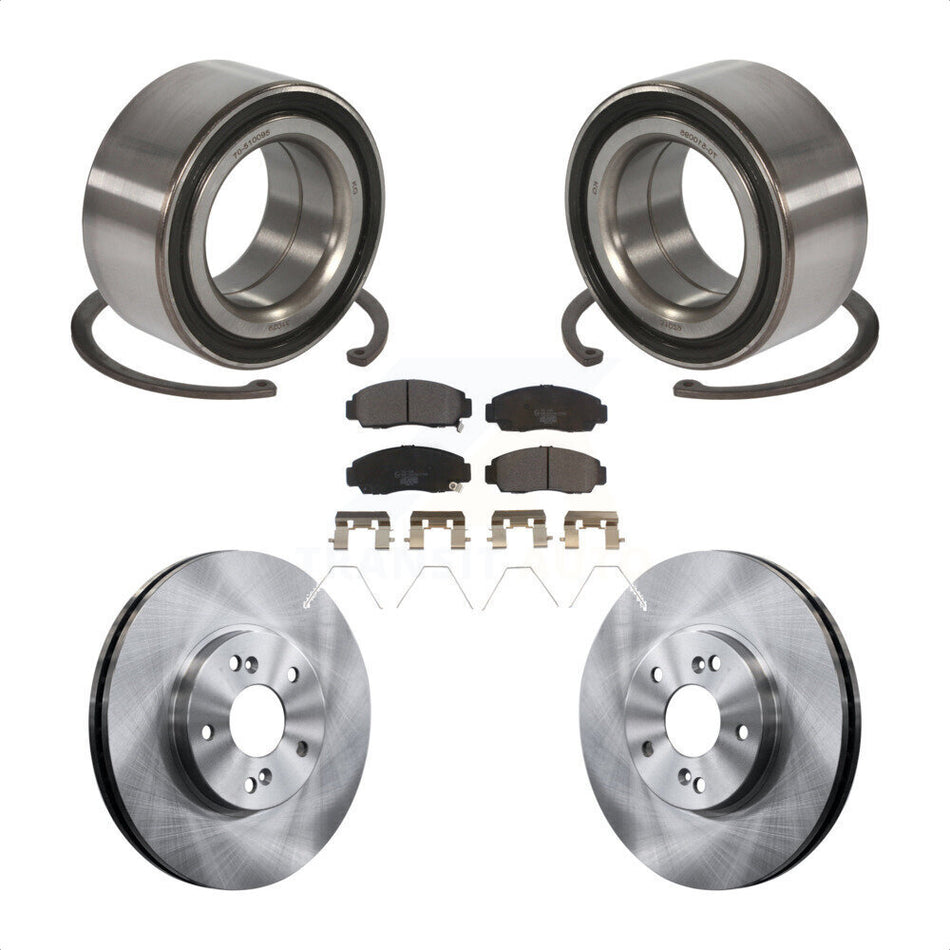 Front Wheel Bearing With Disc Brake Rotors And Ceramic Pads Kit For Honda Accord Acura TSX KBB-100268