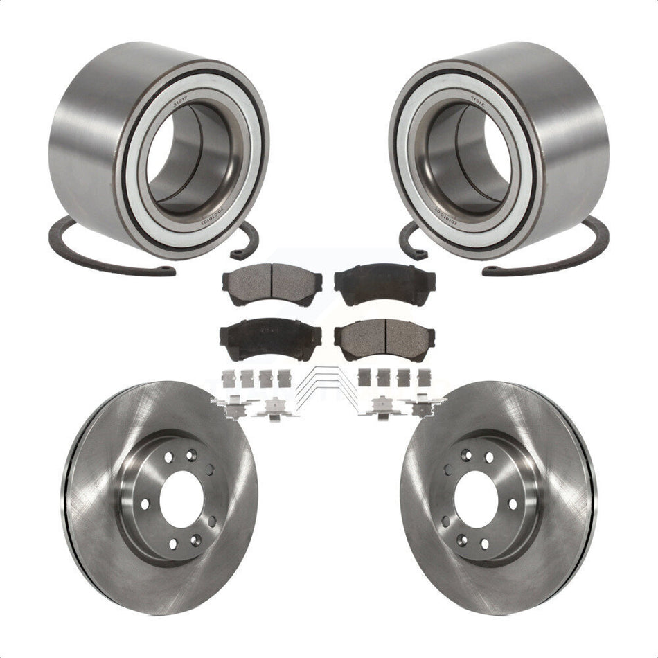 Front Wheel Bearing With Disc Brake Rotors And Ceramic Pads Kit For 2009-2013 Mazda 6 3.7L KBB-100283