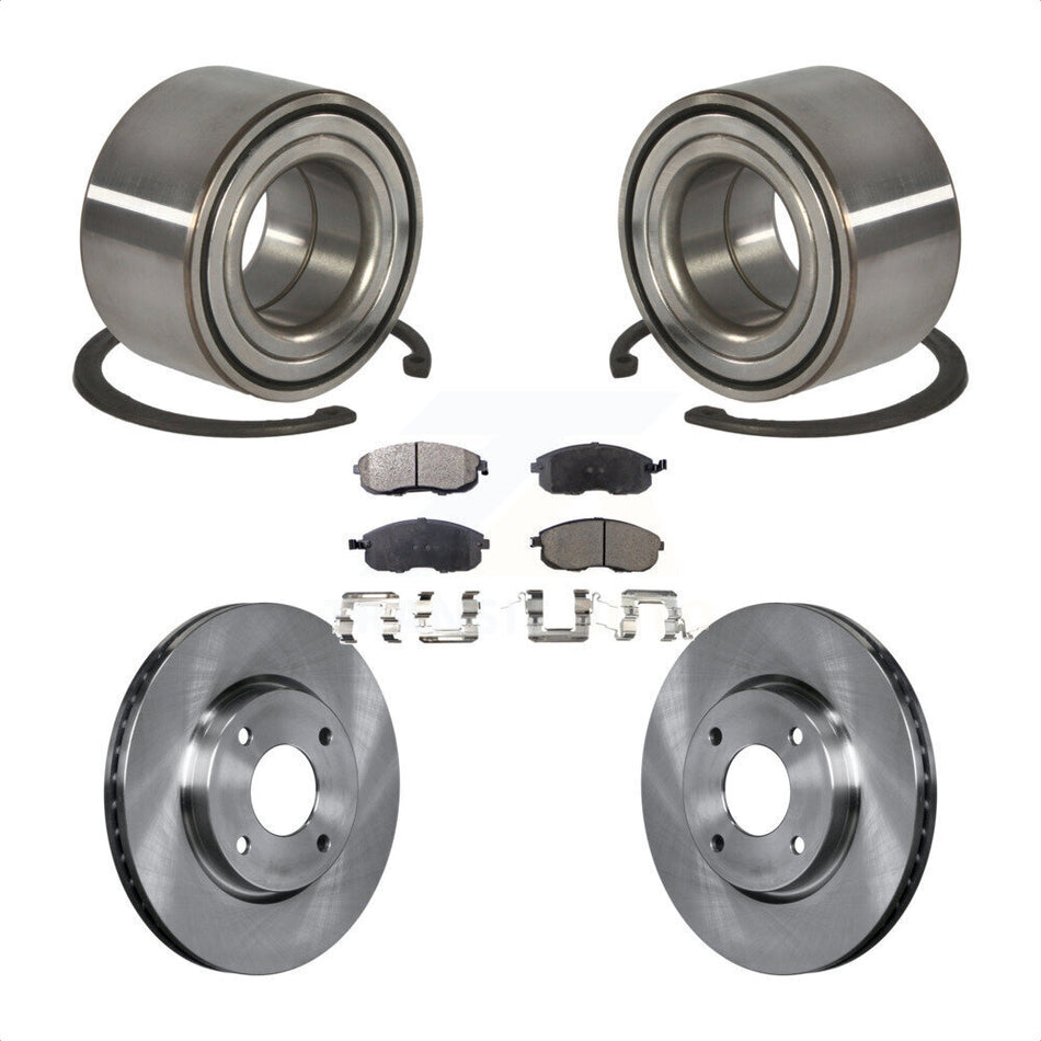 Front Wheel Bearing With Disc Brake Rotors And Ceramic Pads Kit For 2010-2011 Nissan Versa 1.8L KBB-100308