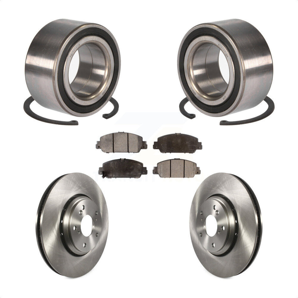 Front Wheel Bearing With Disc Brake Rotors And Ceramic Pads Kit For 2017 Honda Accord Hybrid EX-L Touring KBB-100328