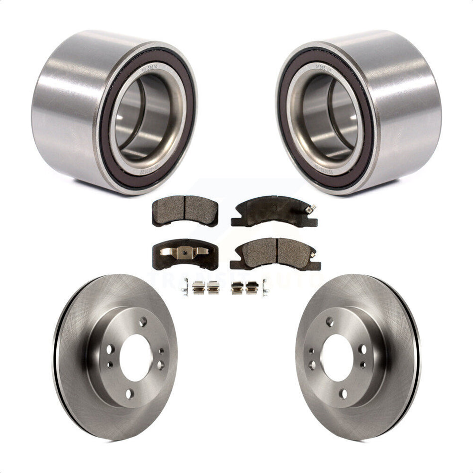 Front Wheel Bearing With Disc Brake Rotors And Ceramic Pads Kit For 2014-2015 Mitsubishi Mirage KBB-100334