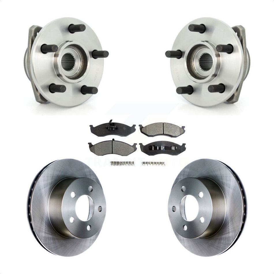 Front Hub Bearing Assembly With Disc Brake Rotors And Ceramic Pads Kit For Jeep Wrangler Grand Cherokee Comanche Wagoneer TJ KBB-100398