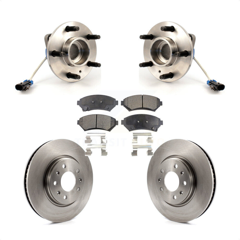 Front Hub Bearing Assembly With Disc Brake Rotors And Ceramic Pads Kit For 2003-2004 Cadillac Seville KBB-100417