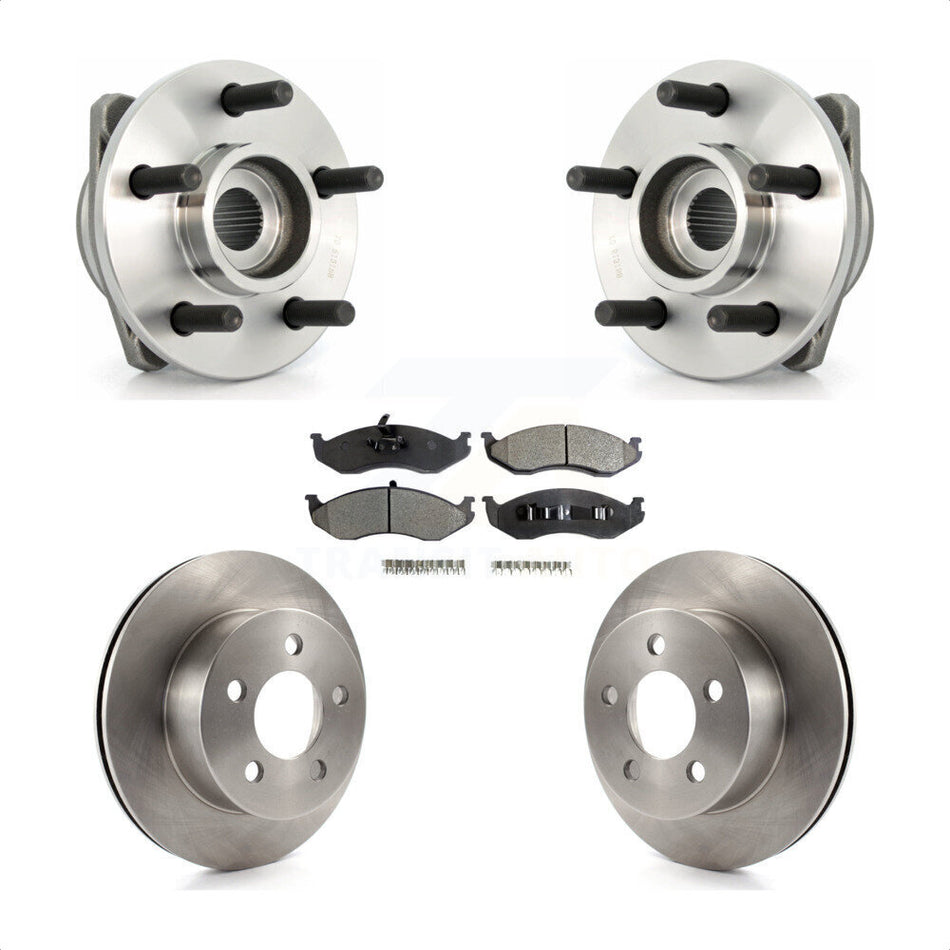 Front Hub Bearing Assembly With Disc Brake Rotors And Ceramic Pads Kit For Jeep Wrangler Cherokee TJ KBB-100447
