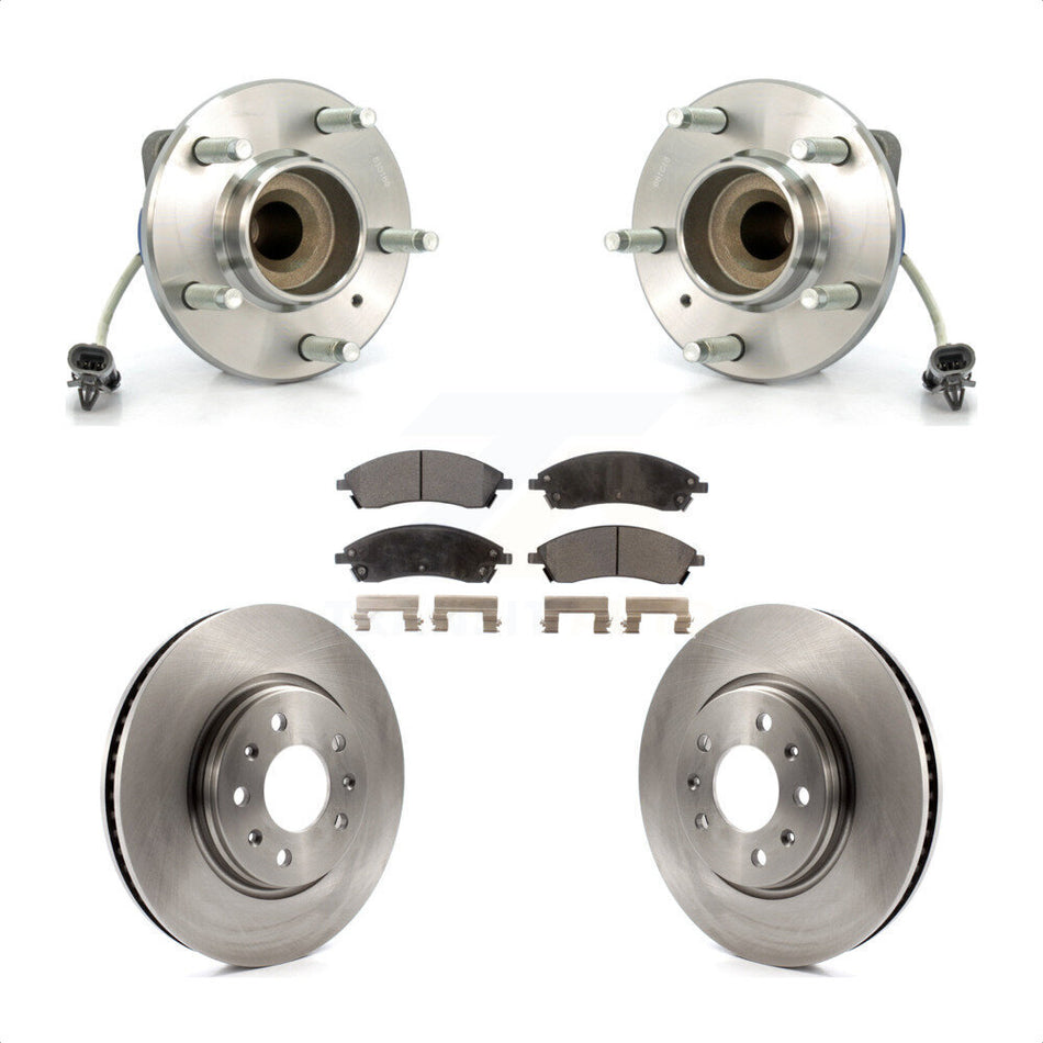 Front Hub Bearing Assembly With Disc Brake Rotors And Ceramic Pads Kit For 2006-2007 Cadillac CTS Base Sport Suspension 303mm Diameter Rotor KBB-100460