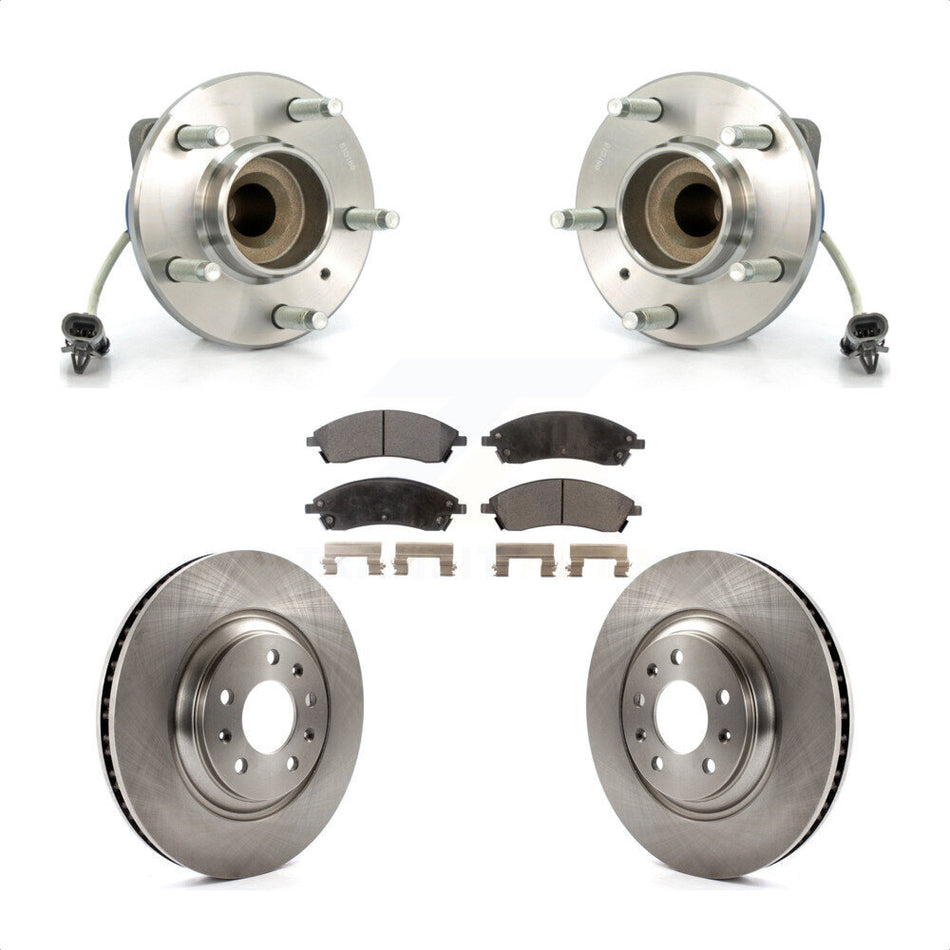 Front Hub Bearing Assembly With Disc Brake Rotors And Ceramic Pads Kit For 2006-2007 Cadillac CTS Base Sport Suspension 323mm Diameter Rotor KBB-100463