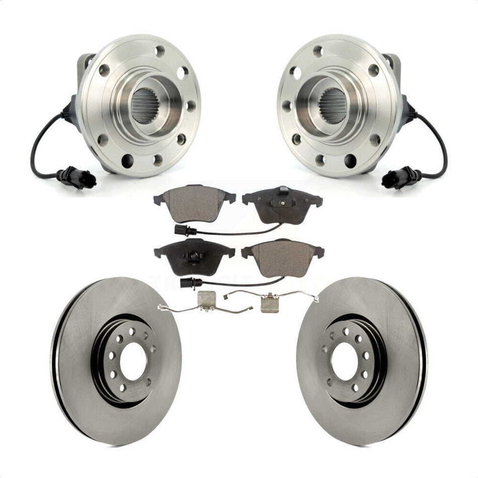 Front Hub Bearing Assembly With Disc Brake Rotors And Ceramic Pads Kit For 2010-2011 Saab 9-3X 314mm Diameter Rotor KBB-100475
