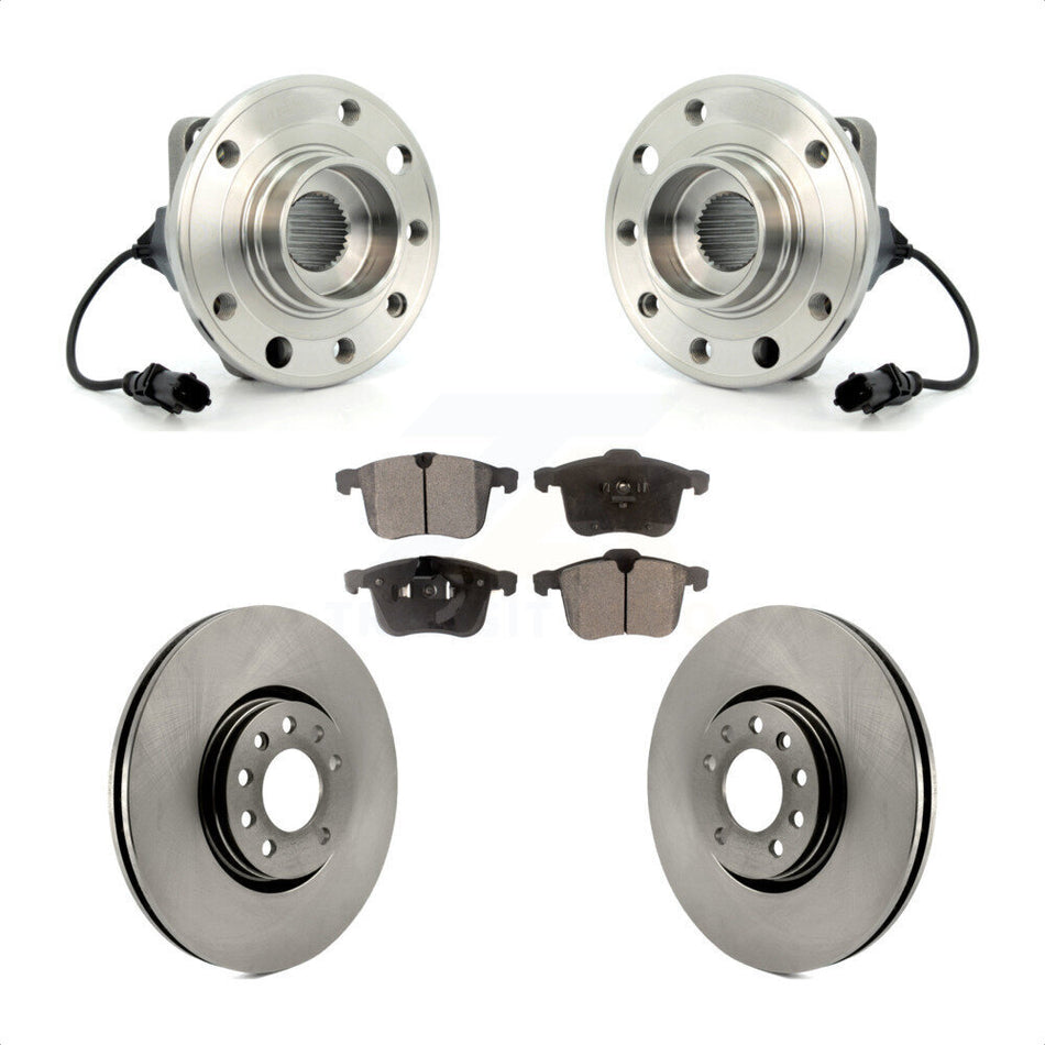 Front Hub Bearing Assembly With Disc Brake Rotors And Ceramic Pads Kit For Saab 9-3 314mm Diameter Rotor KBB-100476