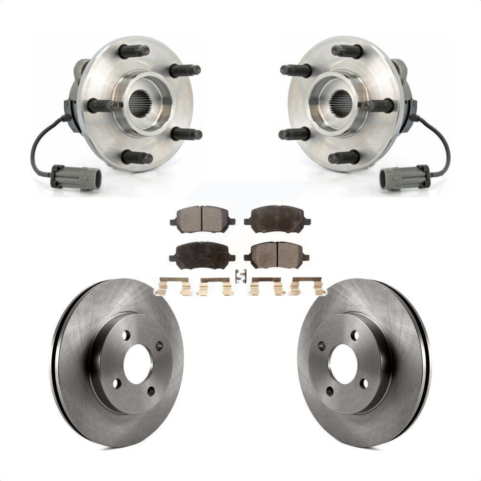 Front Hub Bearing Assembly With Disc Brake Rotors And Ceramic Pads Kit For Saturn Ion Pontiac Pursuit 5 Lug Wheels KBB-100493