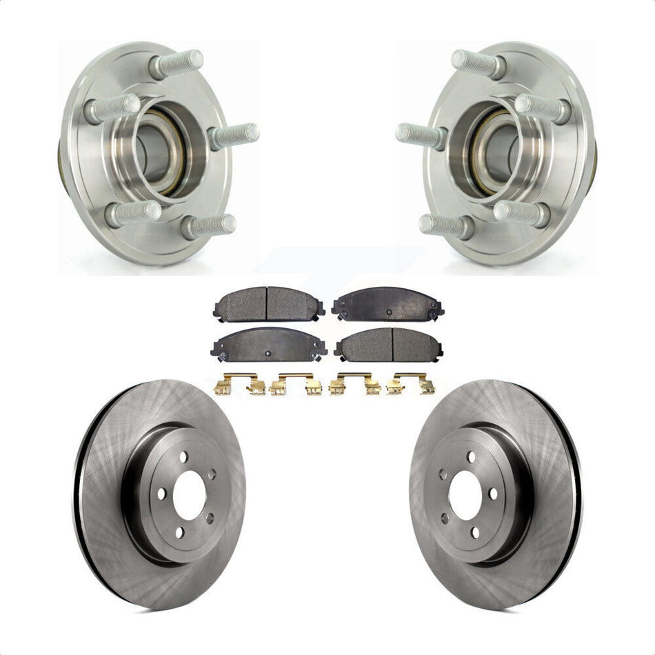 Front Hub Bearing Assembly With Disc Brake Rotors And Ceramic Pads Kit For Dodge Chrysler 300 Charger Magnum Challenger KBB-100530