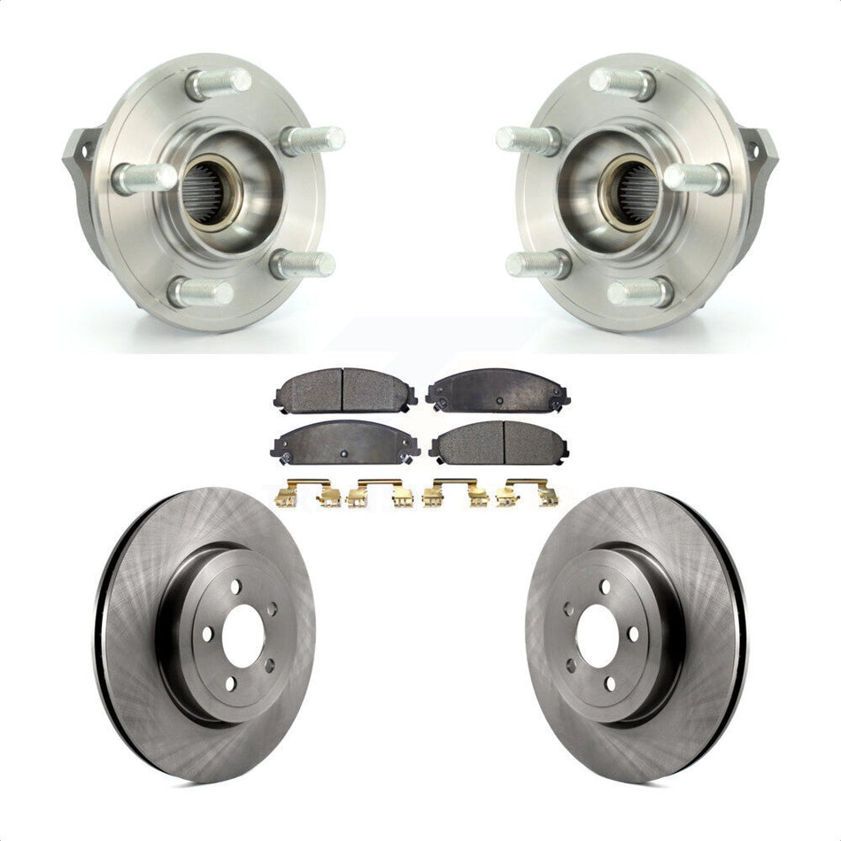 Front Hub Bearing Assembly With Disc Brake Rotors And Ceramic Pads Kit For Dodge Charger Chrysler 300 Challenger Magnum KBB-100533