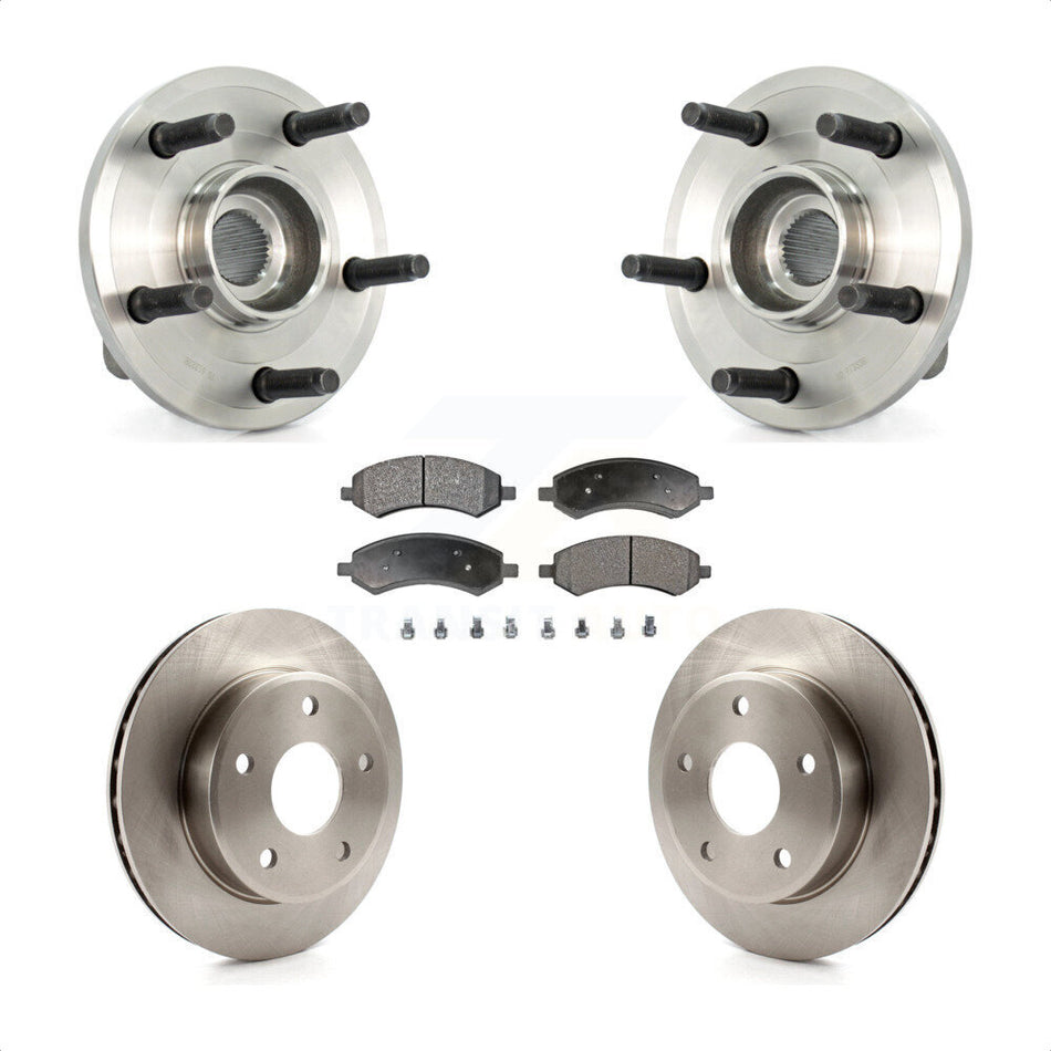 Front Hub Bearing Assembly With Disc Brake Rotors And Ceramic Pads Kit For Dodge Dakota Mitsubishi Raider 2-Wheel ABS KBB-100536