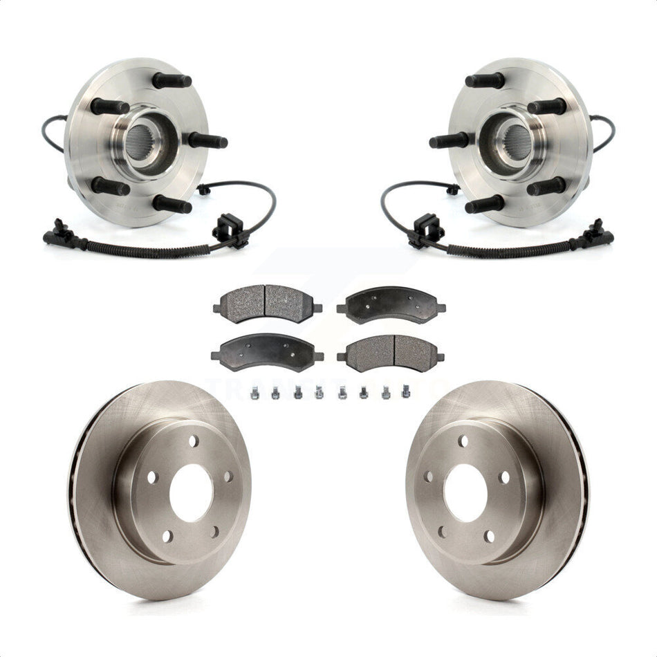 Front Hub Bearing Assembly With Disc Brake Rotors And Ceramic Pads Kit For Dakota Dodge Mitsubishi Raider Ram KBB-100537