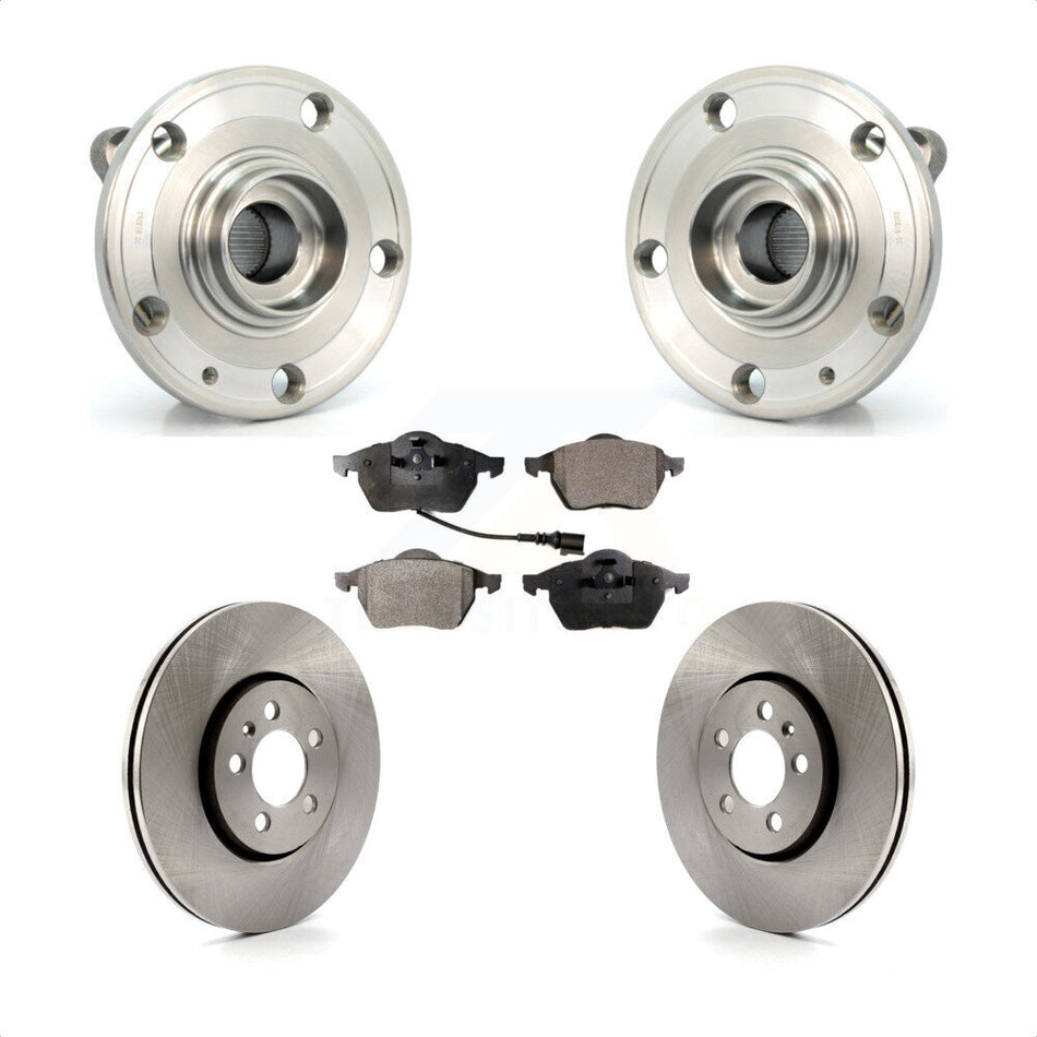 Front Hub Bearing Assembly With Disc Brake Rotors And Ceramic Pads Kit For 2005-2006 Volkswagen Jetta 7th 8th Digit Of VIN Is "9M" Or "1J" 288mm Diameter Rotor KBB-100550