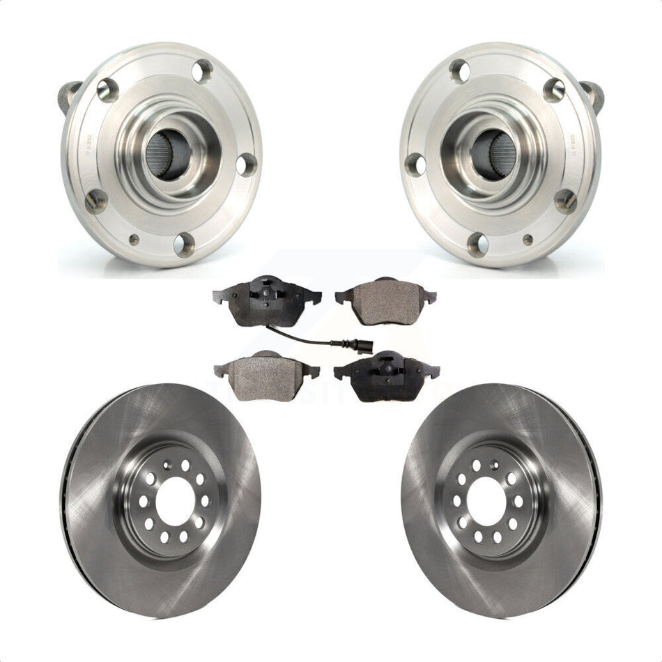 Front Hub Bearing Assembly With Disc Brake Rotors And Ceramic Pads Kit For 2005 Volkswagen Jetta 312mm Diameter Rotor 7th 8th Digit Of VIN Is "9M" Or "1J" KBB-100551