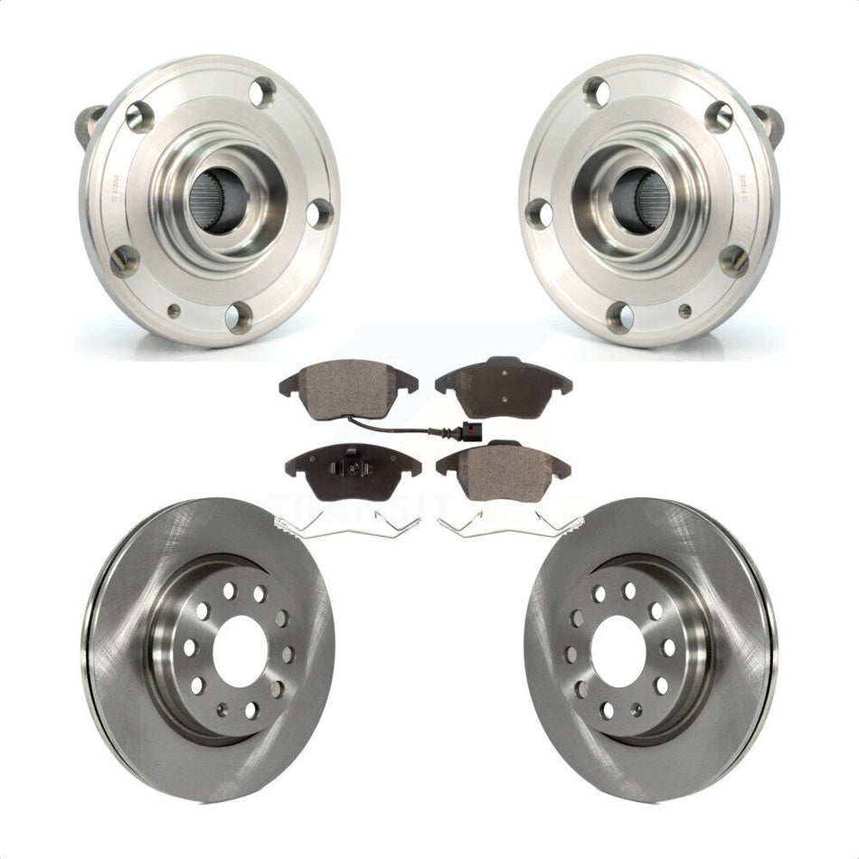 Front Hub Bearing Assembly With Disc Brake Rotors And Ceramic Pads Kit For Volkswagen GTI Audi A3 Quattro 280mm Diameter Rotor KBB-100558