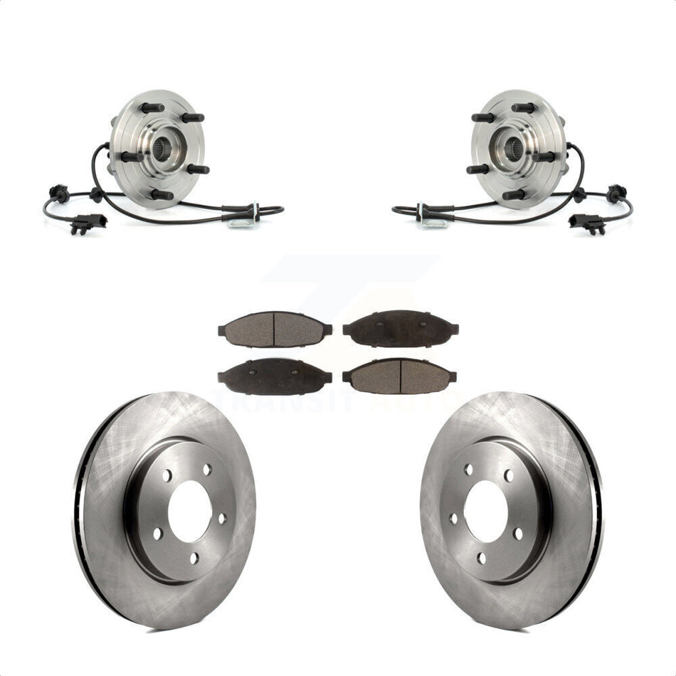 Front Hub Bearing Assembly With Disc Brake Rotors And Ceramic Pads Kit For 2007-2008 Chrysler Pacifica KBB-100577