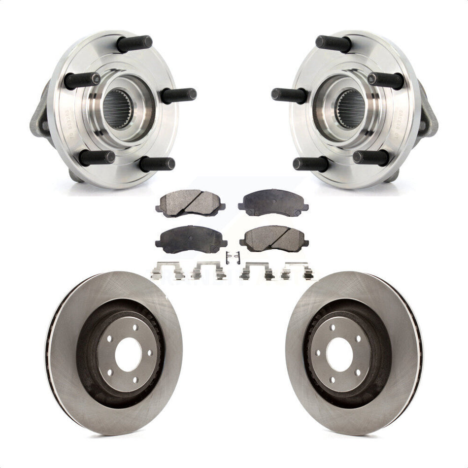 Front Hub Bearing Assembly With Disc Brake Rotors And Ceramic Pads Kit For 2012-2012 Chrysler 200 Dodge Avenger 340mm Diameter Rotor KBB-100587