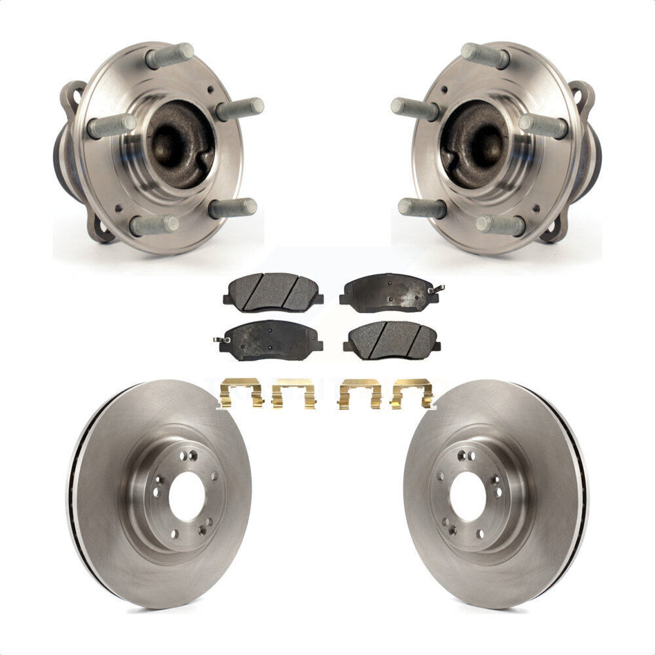 Front Hub Bearing Assembly With Disc Brake Rotors And Ceramic Pads Kit For 2012 Hyundai Genesis 3.8L KBB-100617