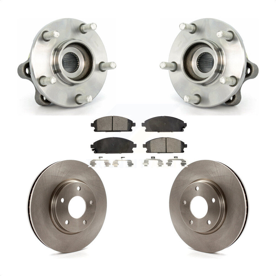 Front Hub Bearing Assembly With Disc Brake Rotors And Ceramic Pads Kit For 2004-2009 Nissan Quest KBB-100677