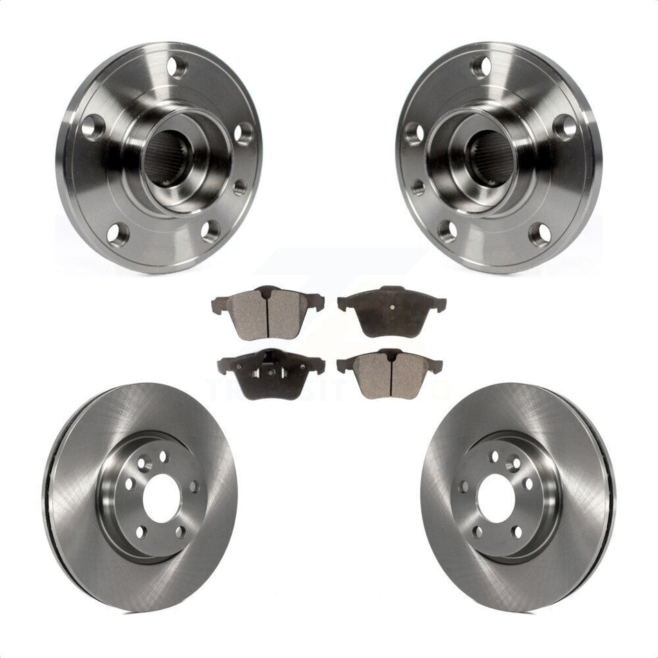 Front Hub Bearing Assembly With Disc Brake Rotors And Ceramic Pads Kit For 2008 Volvo V70 300mm Diameter Rotor KBB-100698