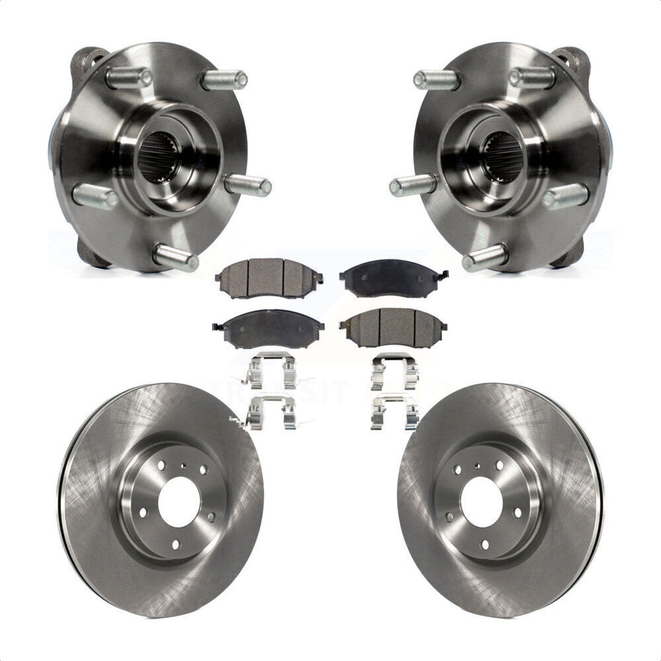 Front Hub Bearing Brake Rotor & Pads Kit For INFINITI G37 EX35 G35 QX50 QX70 M35 EX37 M37 KBB-100713