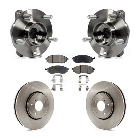 Front Hub Bearing Assembly Disc Brake Rotors And Pads Kit For INFINITI FX35 FX37 FX45 KBB-100714