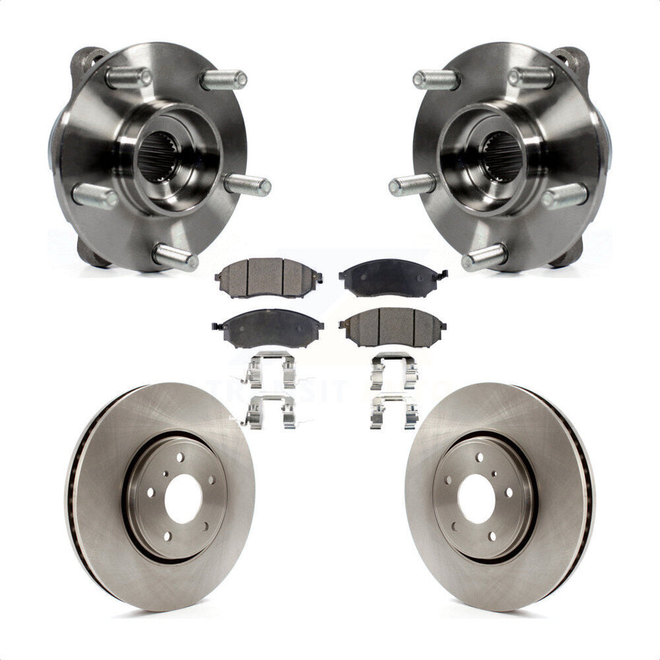 Front Hub Bearing Assembly Disc Brake Rotors And Pads Kit For INFINITI FX35 FX37 FX45 KBB-100714