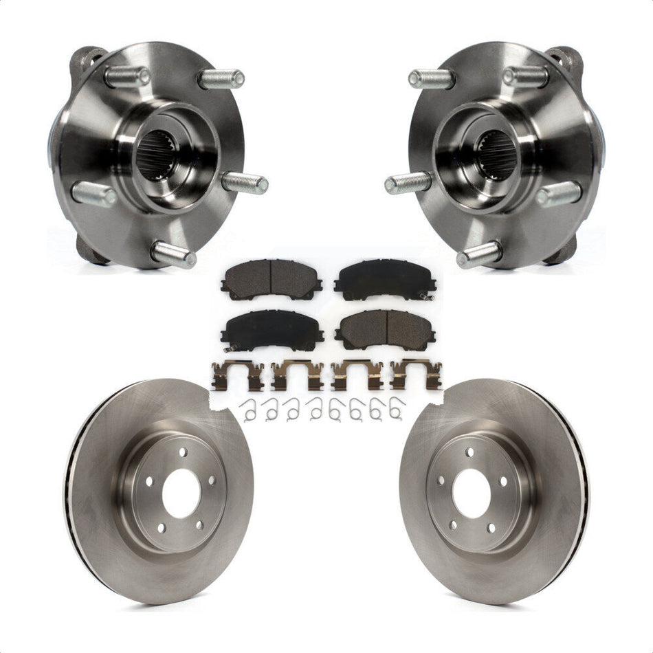 Front Hub Bearing Assembly Disc Brake Rotors And Pads Kit For INFINITI Q50 QX50 Q60 AWD KBB-100717
