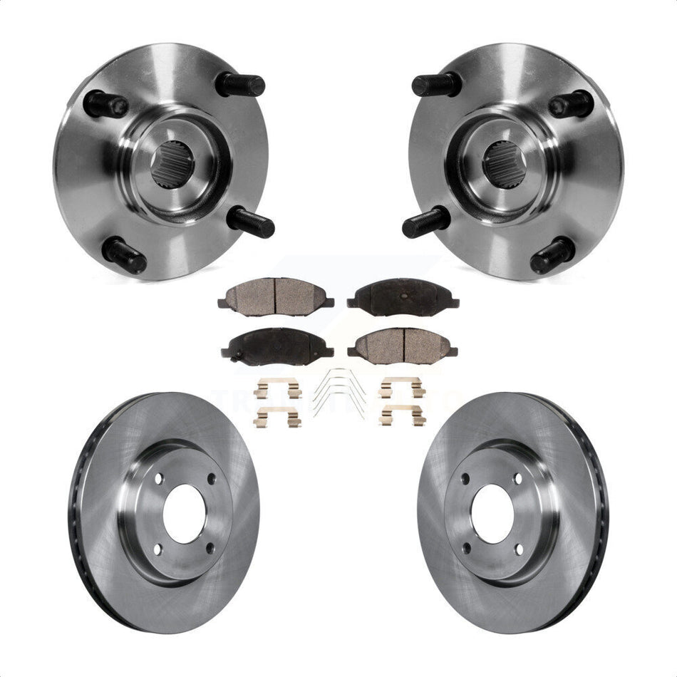 Front Hub Bearing Assembly With Disc Brake Rotors And Ceramic Pads Kit For 2008 Nissan Versa 4-Wheel ABS KBB-100749